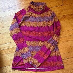 Merrell Floral-Stripe 1/4 Zip Top - Fuchsia, Gold, Gray
